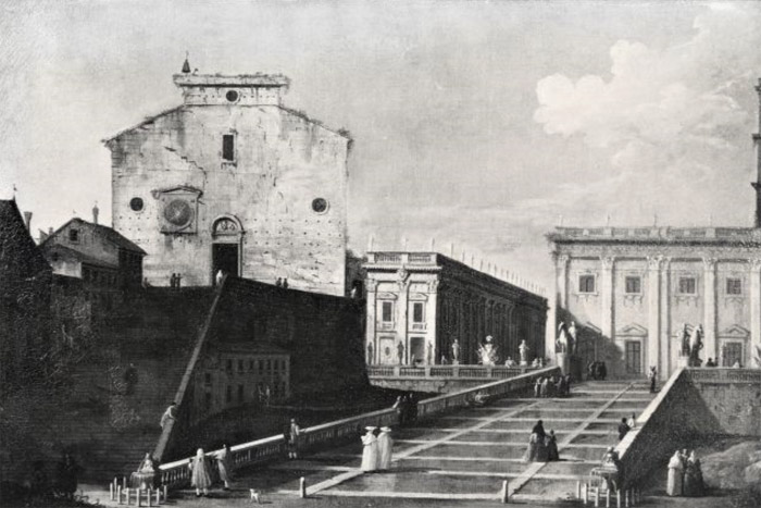 Canaletto,Santa Maria in Aracoeli et Piazza del Campidoglio ( ?, avant 1768, date indéterminée)